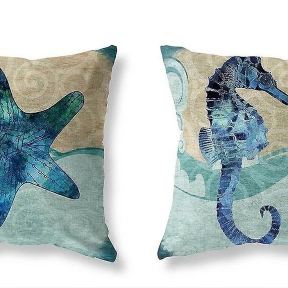 Ocean Theme Cotton Linen Starfish Print Beach Sofa Bed Pillow COVER ONLY#1020257 - Picture 3 of 8